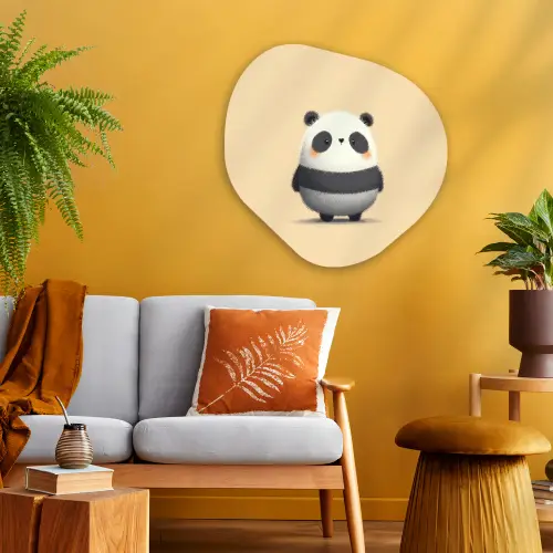 Panda - Beige - Minimalistisch Wandcirkel Organisch Plexiglas middel -sfeer4