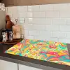 Geel - Roze - Blauw - Retro Inductie beschermer vinyl 3mm klein -sfeer3