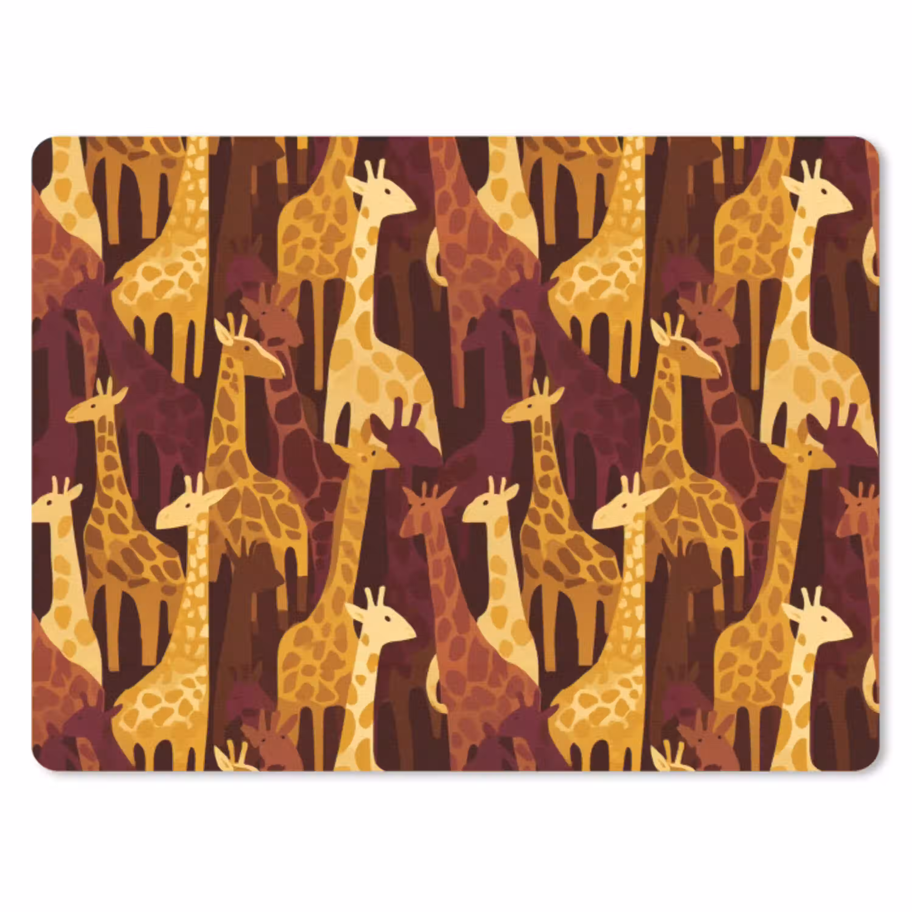 Bruin - Giraffen - Safari - Patroon muismat rubber klein 262 -3d
