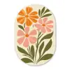 Minimalistisch - Bloemen - Bladeren - Roze Wandcirkel Ovaal Glas middel -3d