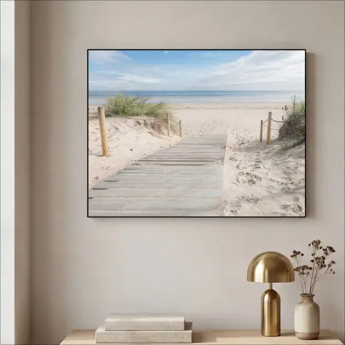 Strand - Pad - Duinen - Zee - Zomer Textielframe zwart klein -sfeer2