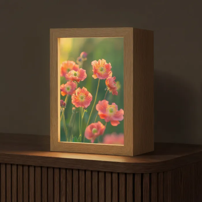 Bloemenveld - Zonnestralen - Oranje Light Box met kabel (Tafellamp) klein -z3d_website