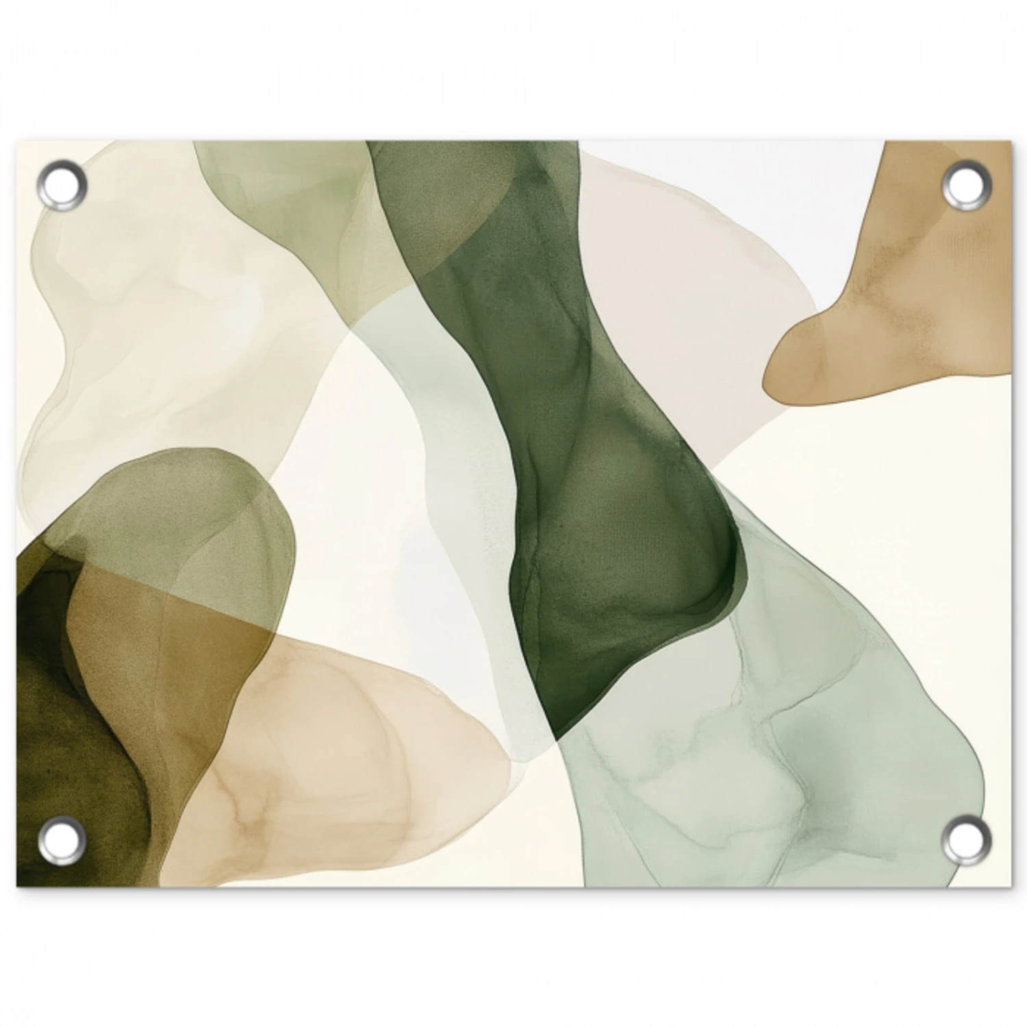 Japandi - Abstract - Groen tuinposter los doek klein -3d