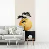 Zwarte boom - Gouden cirkel - Heuvel fotobehang vinyl groot -woonkamer