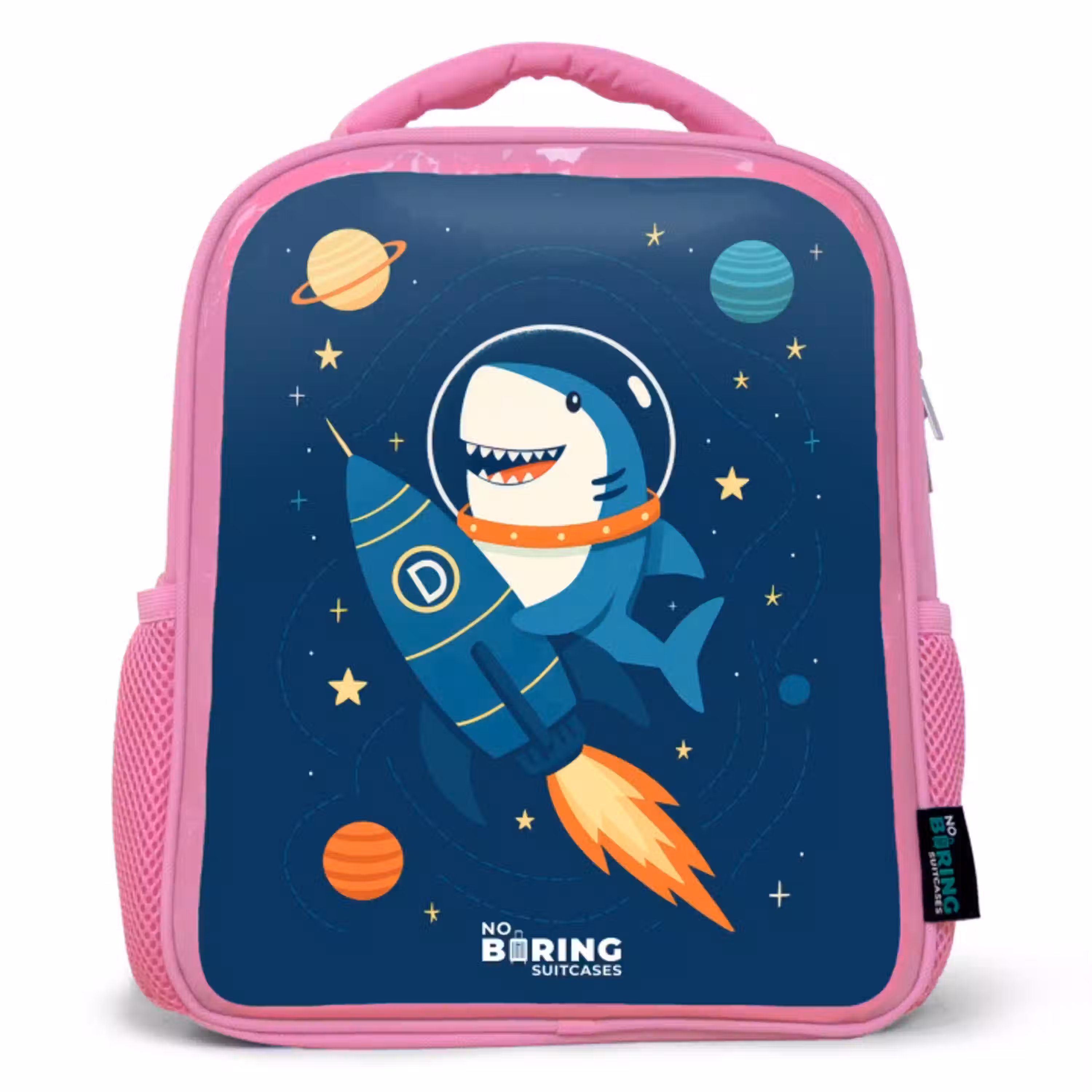 Dier - Ruimte - Planeet - Raket Kinderrugzak - Roze middel -3d