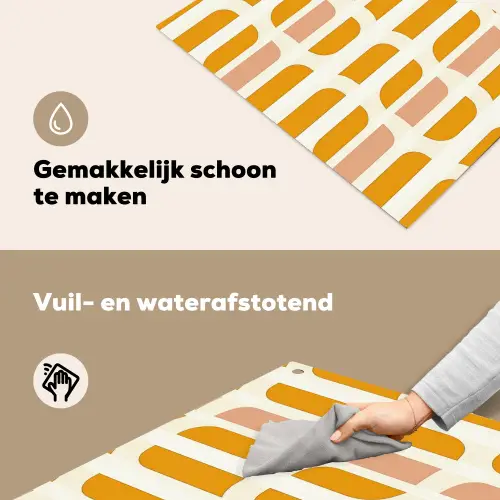 Geometrisch - Patroon - Geel - Roze Inductie beschemer met haakjes klein 777 -ky-schoon-nl