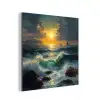 Zee - Zon - Golven - Rotsen aluminium wit klein -3d