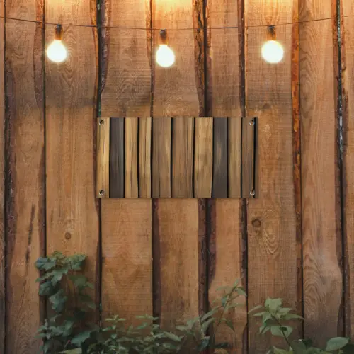 Hout - Planken - Natuurtinten tuinposter los doek klein -sfeer1