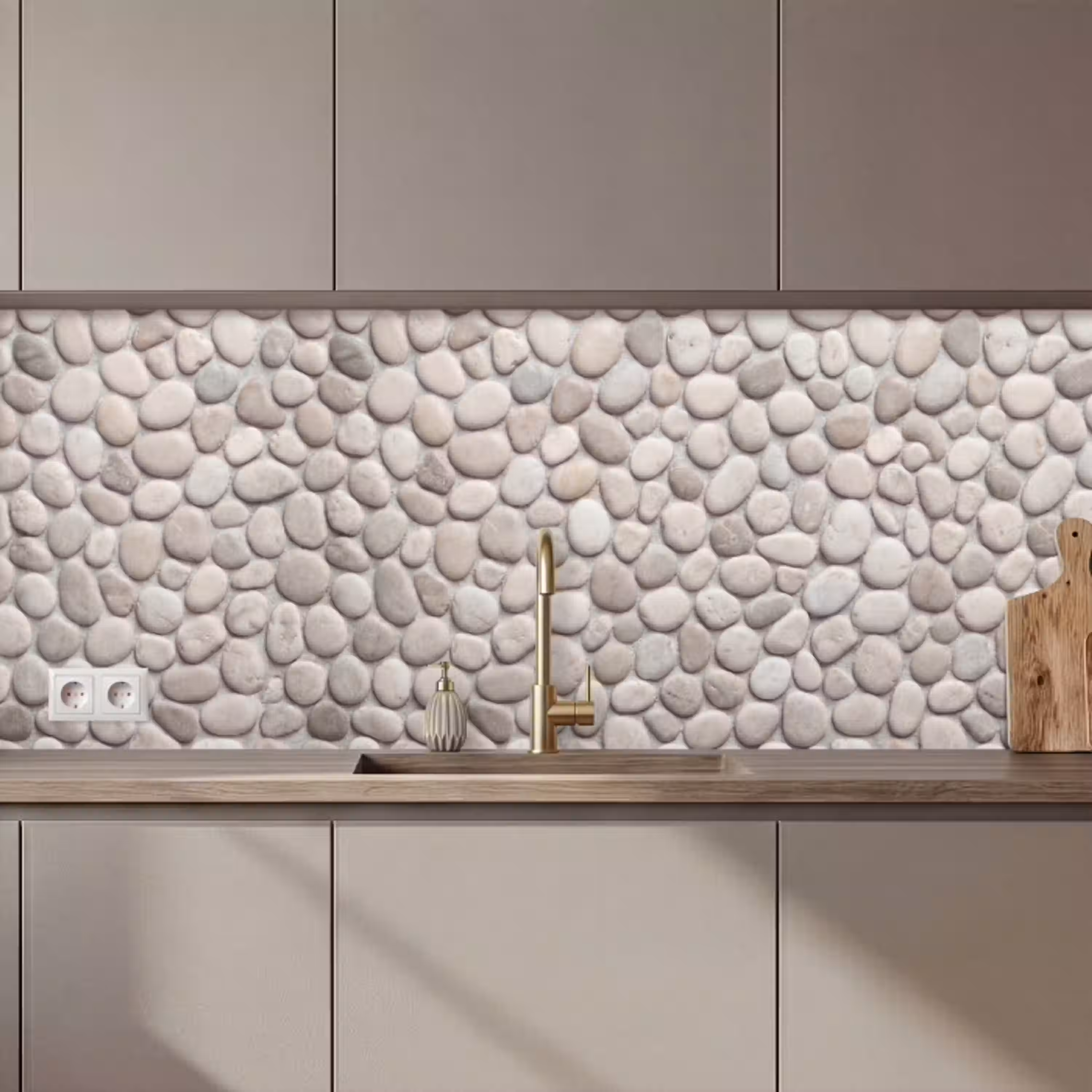 Steen - Kiezel - Natuur - Minimalistisch - Beige keuken achterwand 2 middel zz_3dshopping