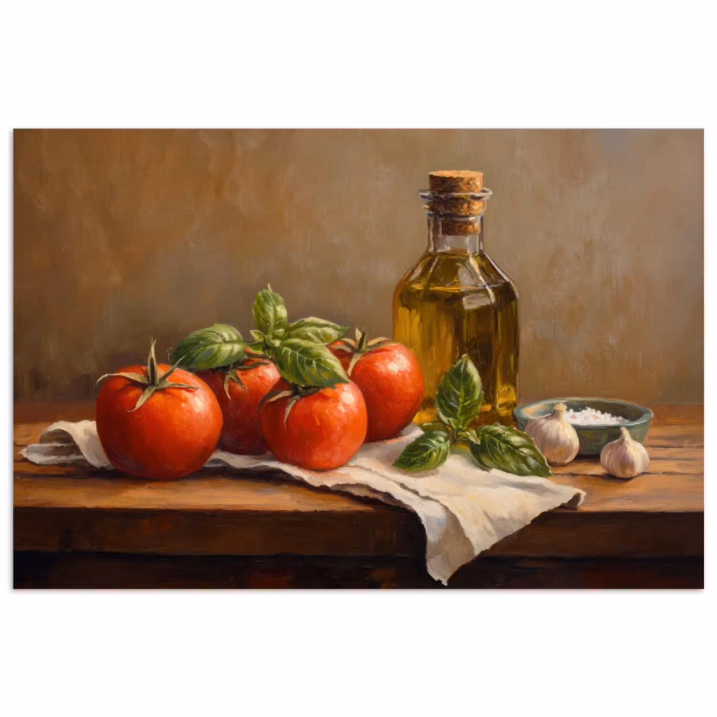 Tomaten - Olijfolie - Stilleven poster papier klein -3d