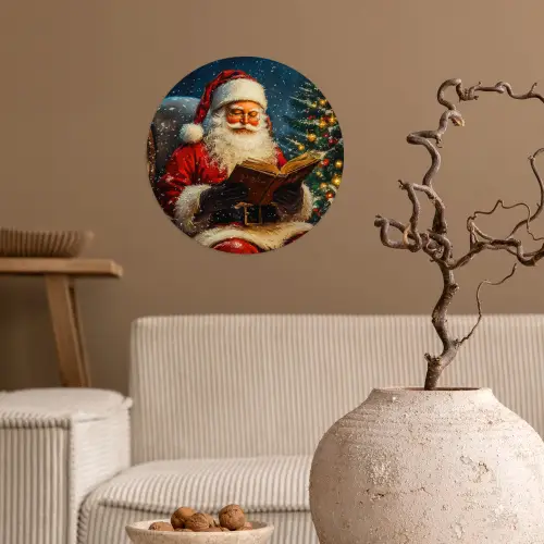 Kerstman - Kerst - Winter - Kerstboom Wandcirkel behangsticker klein -sfeer1