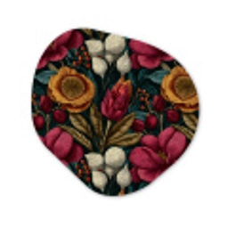 Bloemen - Patroon - Rood - Goud Wandcirkel Organisch Aluminium middel 851 -3d
