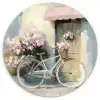 Fiets - Pastelkleuren - Bloemen Wandcirkel plexiglas klein -3d
