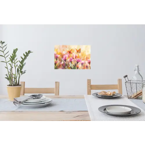 Vlinders - Oranje - Bloemen Muursticker klein -eettafel