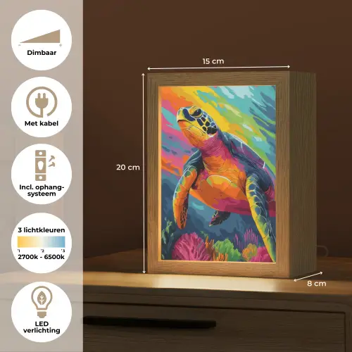 Koraal - Schildpad - Abstract - Water Light Box met kabel (Tafellamp) klein -USP_NL