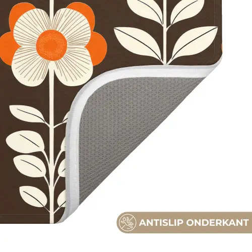Bloemen - Retro - Bruin WCmat klein 1009 -USP_AntislipNL