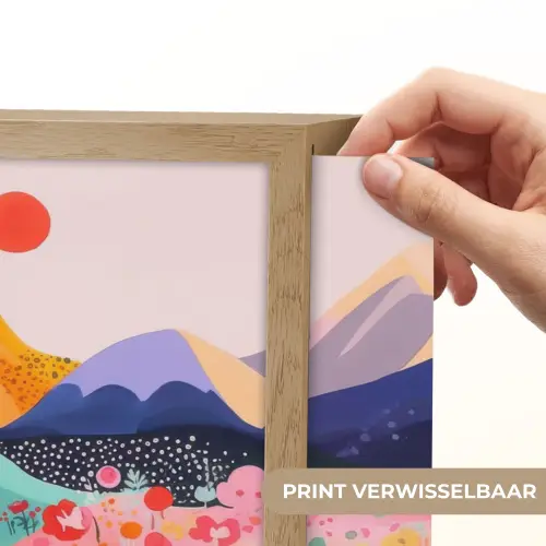 Kleurrijke bloemen - Bergen - Fantasielandschap Light Box met batterij (Wandlamp) middel -USP_websiteprintNL