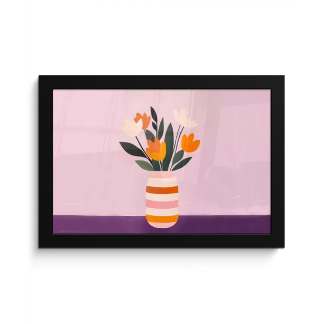 Tulpen - Vaas - Strepen - Paars fotolijst zwart zonder passe partout klein -3d