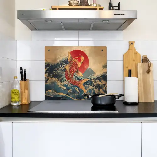 Koi - Zee - Golven - Zon Inductie beschemer met haakjes middel -sfeer2