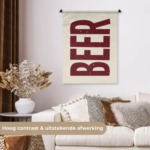 Japandi - Beer - Red - Retro Wandkleed katoen klein -sfeer1