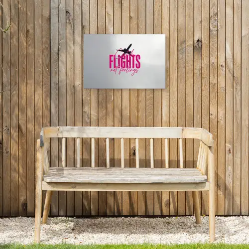Catch flights not feelings - Vliegtuig - Roze Tuinposter op houten frame 2 cm dik klein -sfeer4