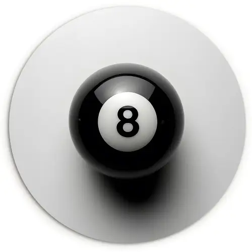Biljartbal - Getal - Acht - Wit Wandcirkel kunststof plaat 5mm dik klein -3d