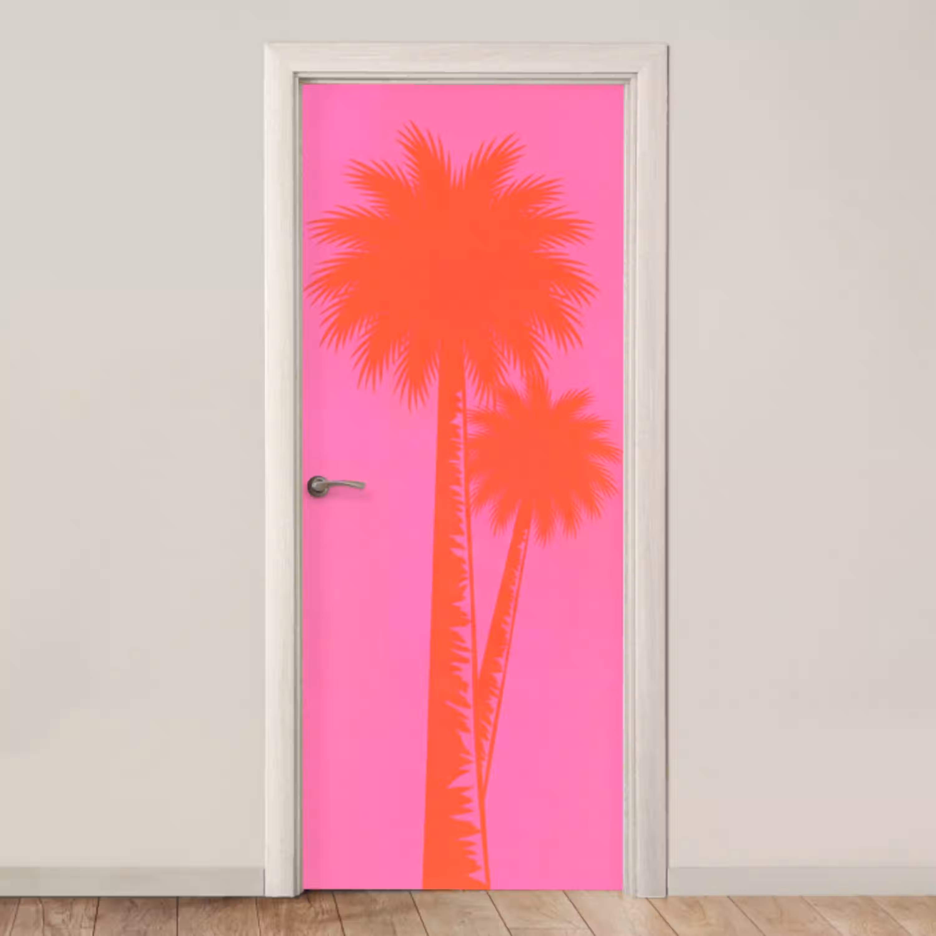 Palmbomen - Modern - Roze deurposter klein -3d_beige
