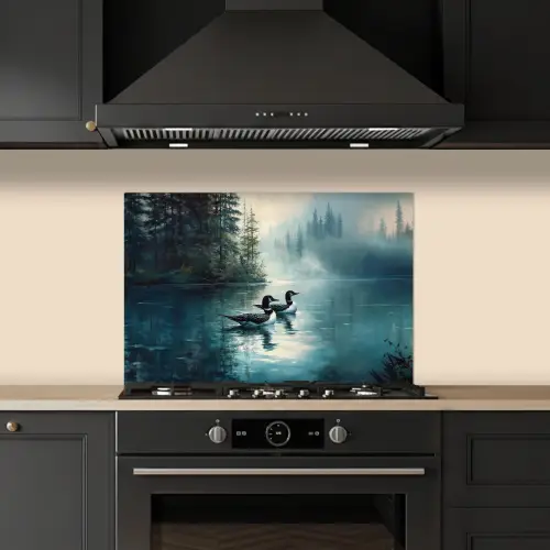 Bos - Water - Eenden - Mistig keuken achterwand spatscherm klein -sfeer1