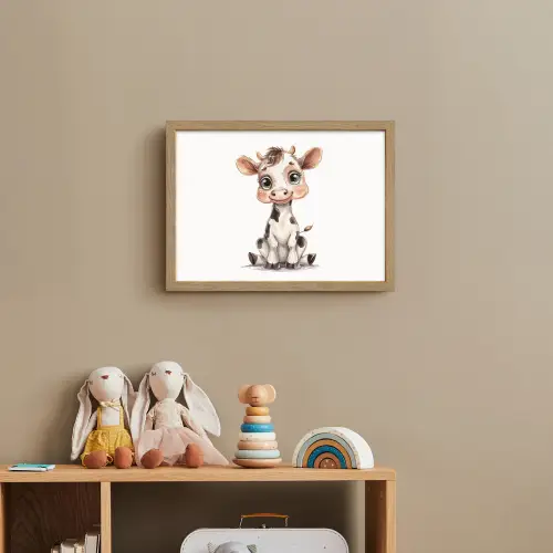 Koe - Baby dier - Boerderij dieren Light Box met batterij (Wandlamp kind) middel -sfeer2_kind
