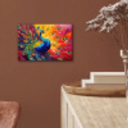 Pauw - Kunst - Schilderij - Pauwenveren aluminium wit klein -sfeer4