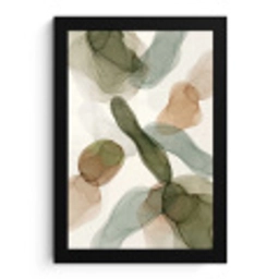 Abstract - Vormen - Modern - Kunst - Groen - Bruin fotolijst zwart zonder passe partout klein -3d