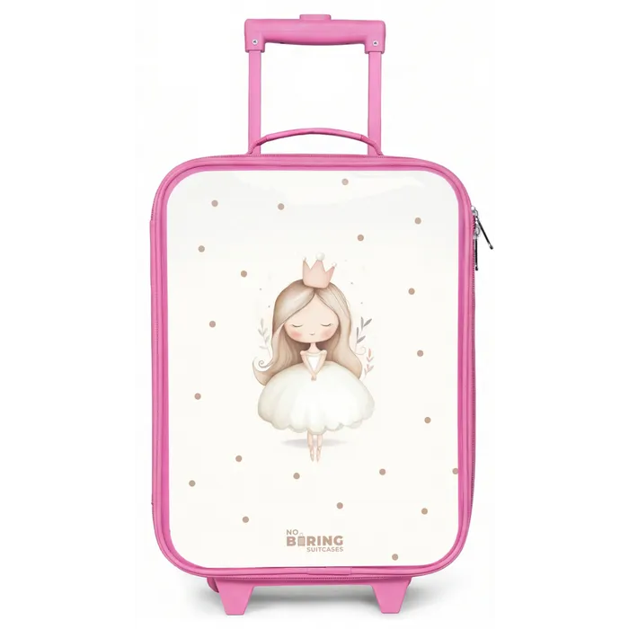Ballerina prinses tussen beige stippen Kinderkoffer - Roze klein -zz3dotto