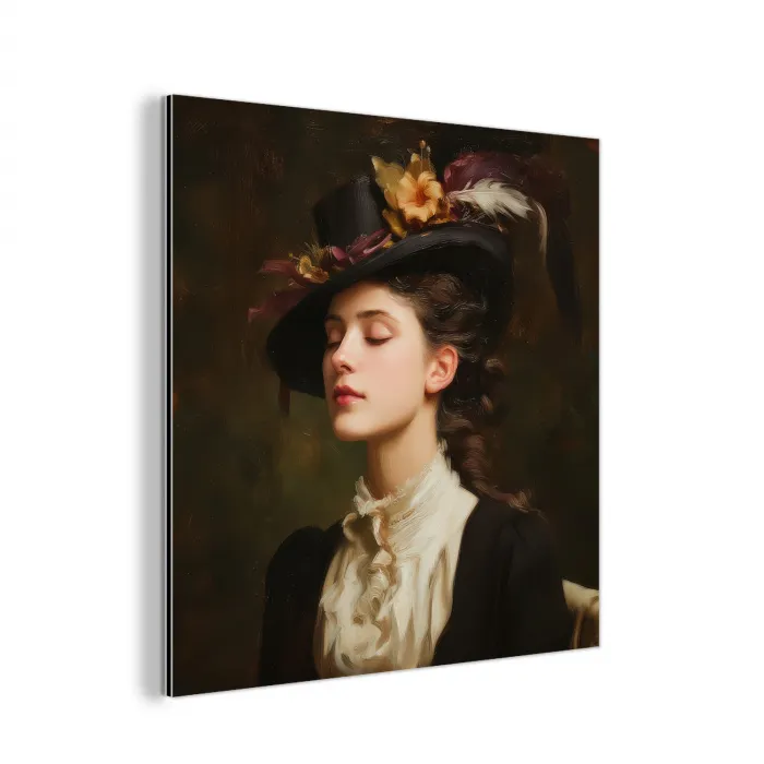 Vrouw - Victoriaans - Portret aluminium wit klein -3d