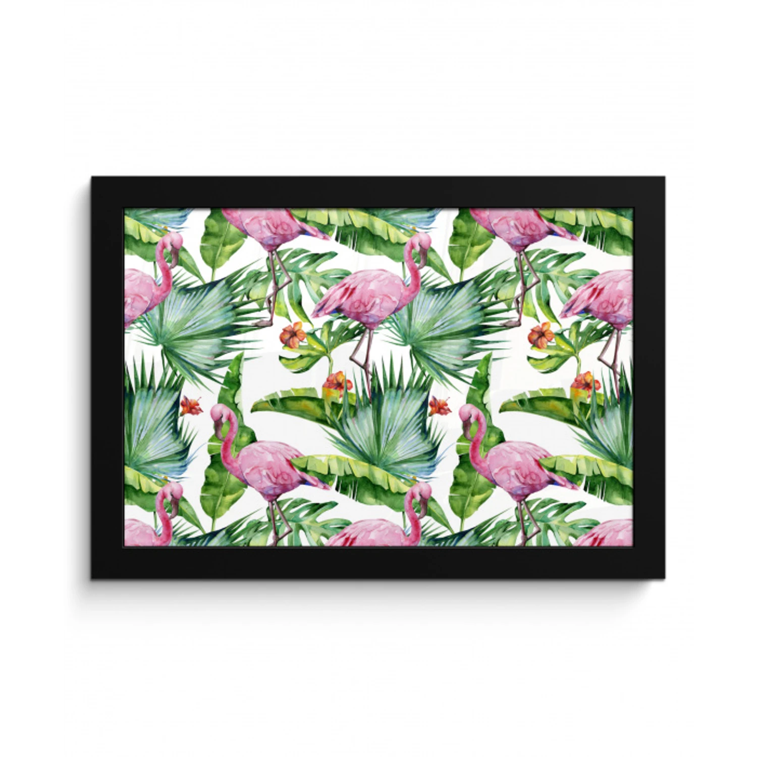 Bladeren - Flamingo - Bloemen - Jungle fotolijst zwart zonder passe partout klein -3d