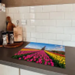 Tulpen - Holland - Molen - Kleurrijk Inductie beschermer vinyl 3mm middel -sfeer3