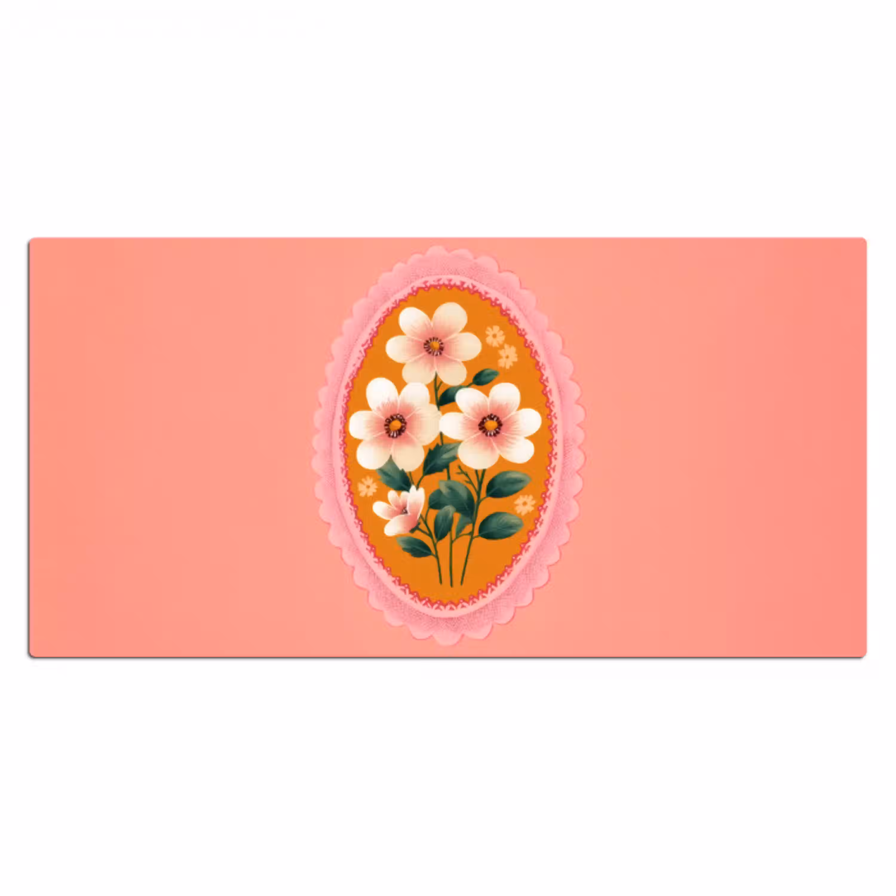 Illustratie - Bloemen - Rand - Roze Muismat XXL klein -3d_leeg