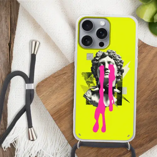 Buste - Verf - Geel Hoesje iPhone 16 Pro Max met koord klein -sfeer4