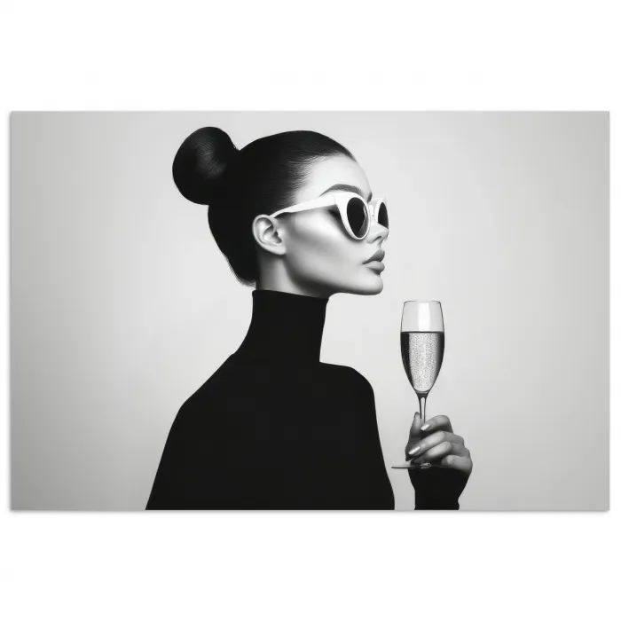 Vrouw - Champagne - Modern poster papier klein -3d