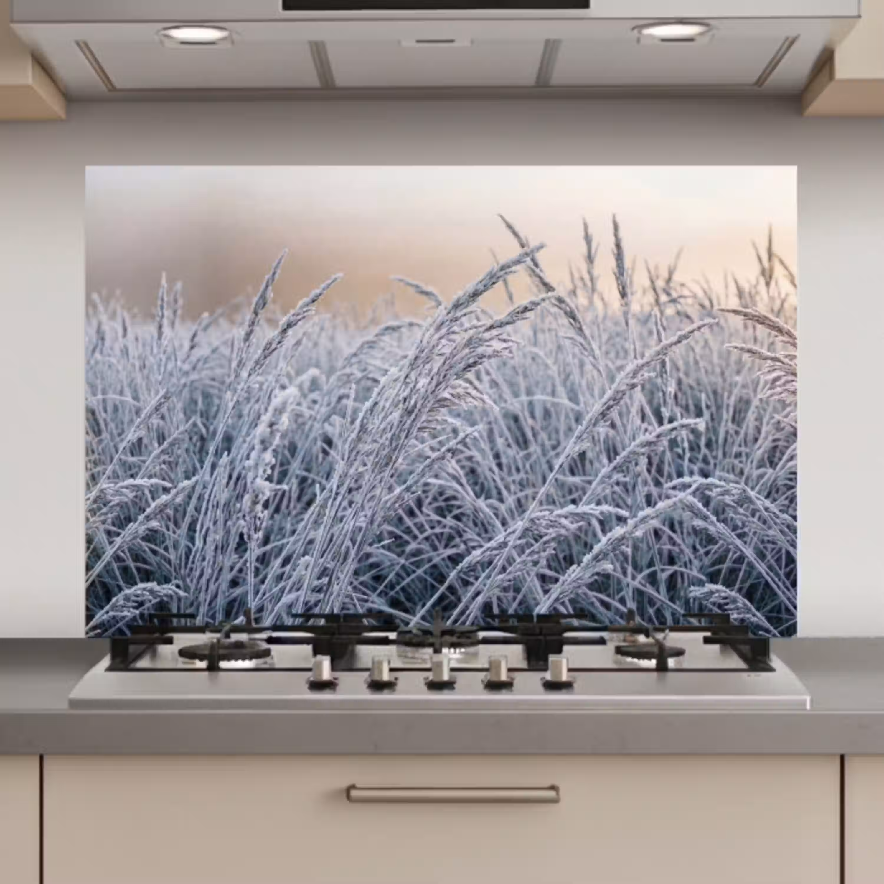 Rijp - Gras - Kristallen - Winter - Minimalistisch keuken achterwand spatscherm klein -3d_website