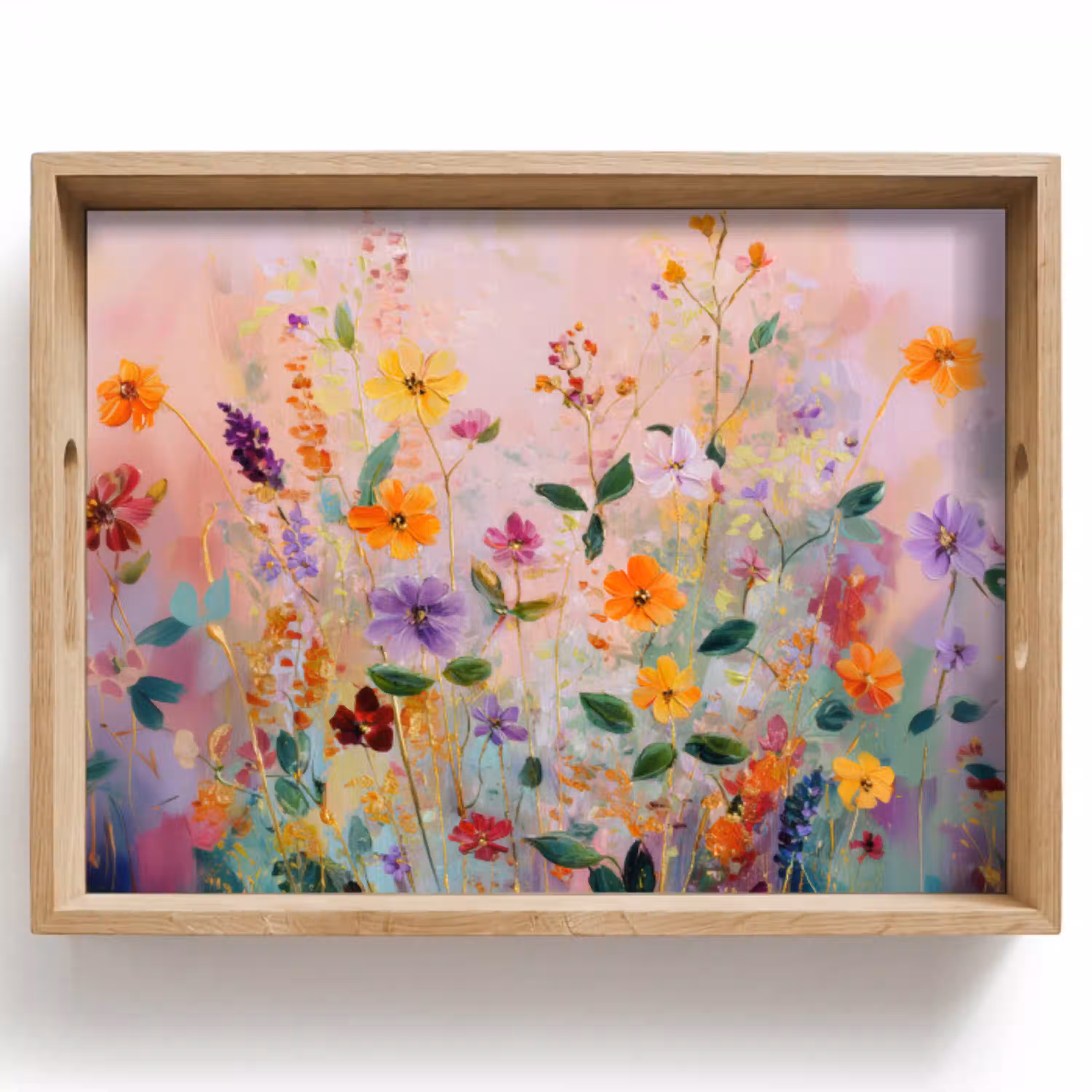 Schilderij - Bloemen - Abstract - Kleurrijk Dienblad Rechthoek middel -z3d_shopping