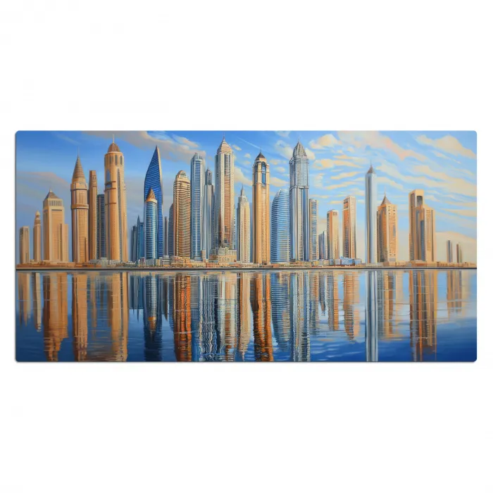 Skyline - Wolkenkrabbers - Water - Blauw Muismat XXL klein -3d_leeg