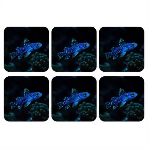 Vis - Stippen - Koraal - Blauw onderzetter kurk middel -3d
