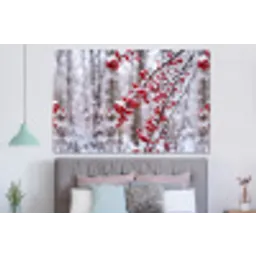 Bessen - Takken - Sneeuw - Winter - Kleurrijk forex 5mm xxl -slaapkamer