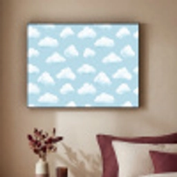 Wolken - Illustratie - Blauw Textielframe zwart klein 947 -sfeer1