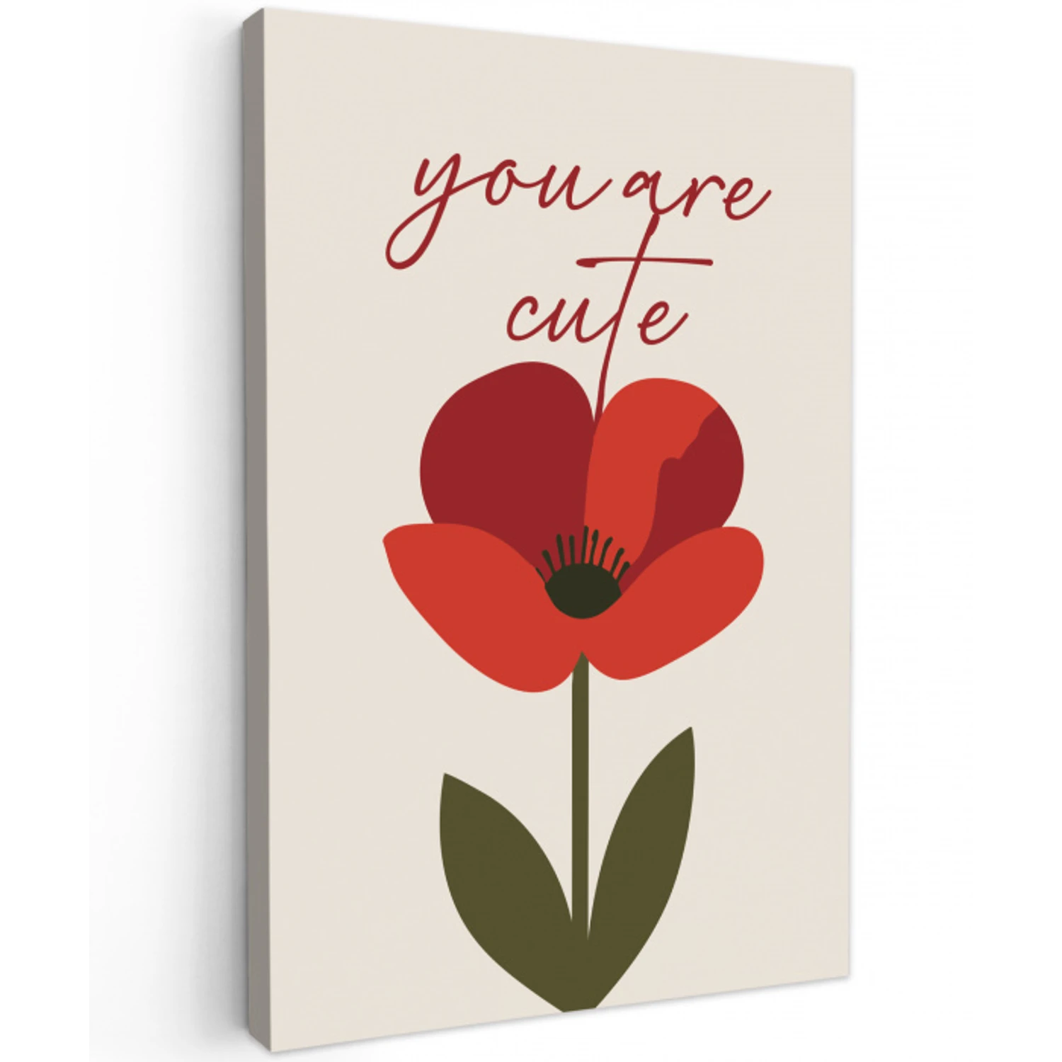 Klaproos - Bloem - Rood - Valentijn Tuinposter op houten frame 2 cm dik klein -3d