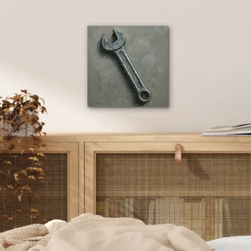 Steeksleutel - Schilderij - Gereedschap - Verf aluminium wit klein -sfeer3