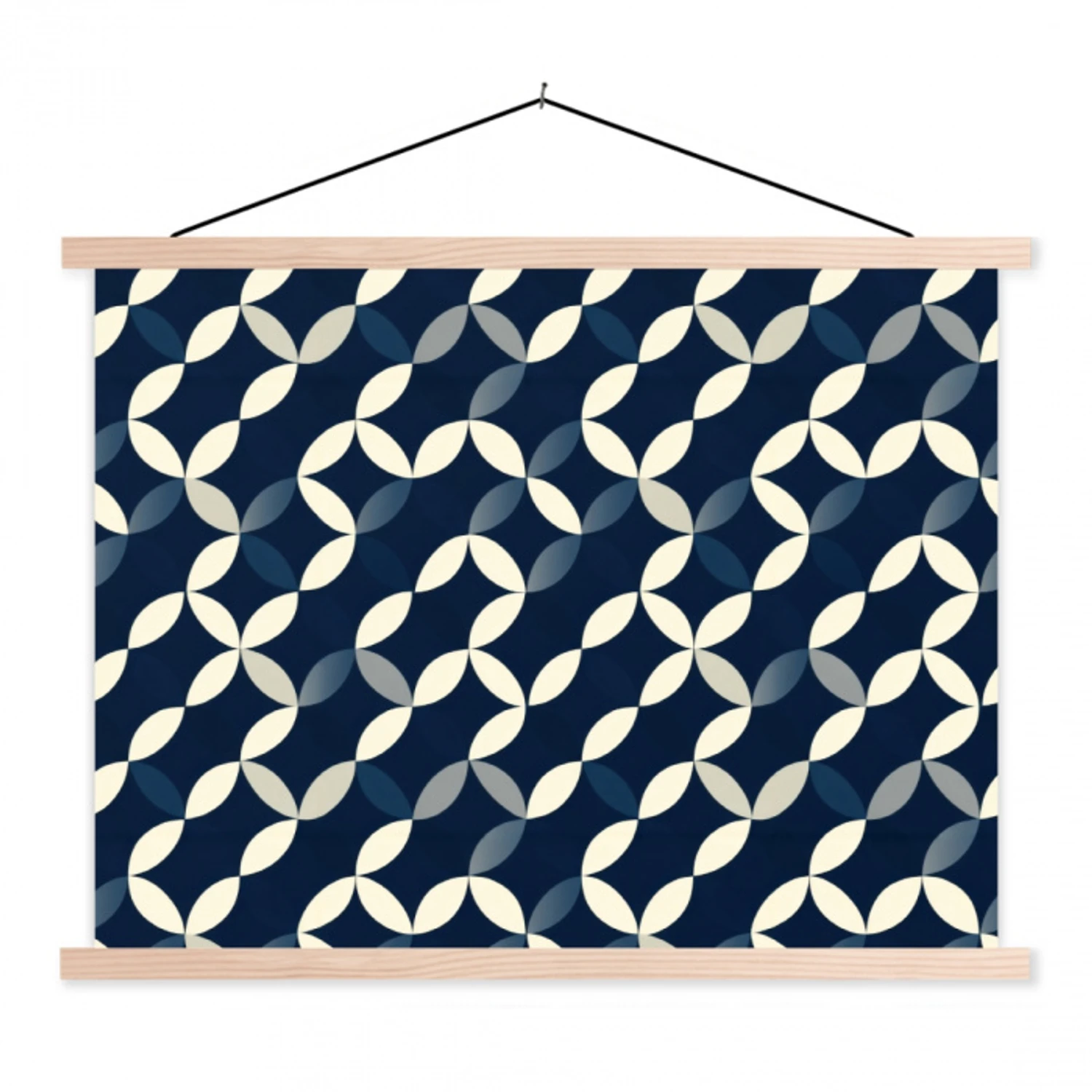 Abstract - Patroon - Blauw textielposter latten blank klein 122 -3d