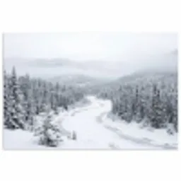 Rivier - Bevroren - Landschap - Winter poster papier klein -3d