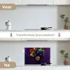 Vrouw - Paars - Druiven keuken achterwand spatscherm klein -voor_na_NL