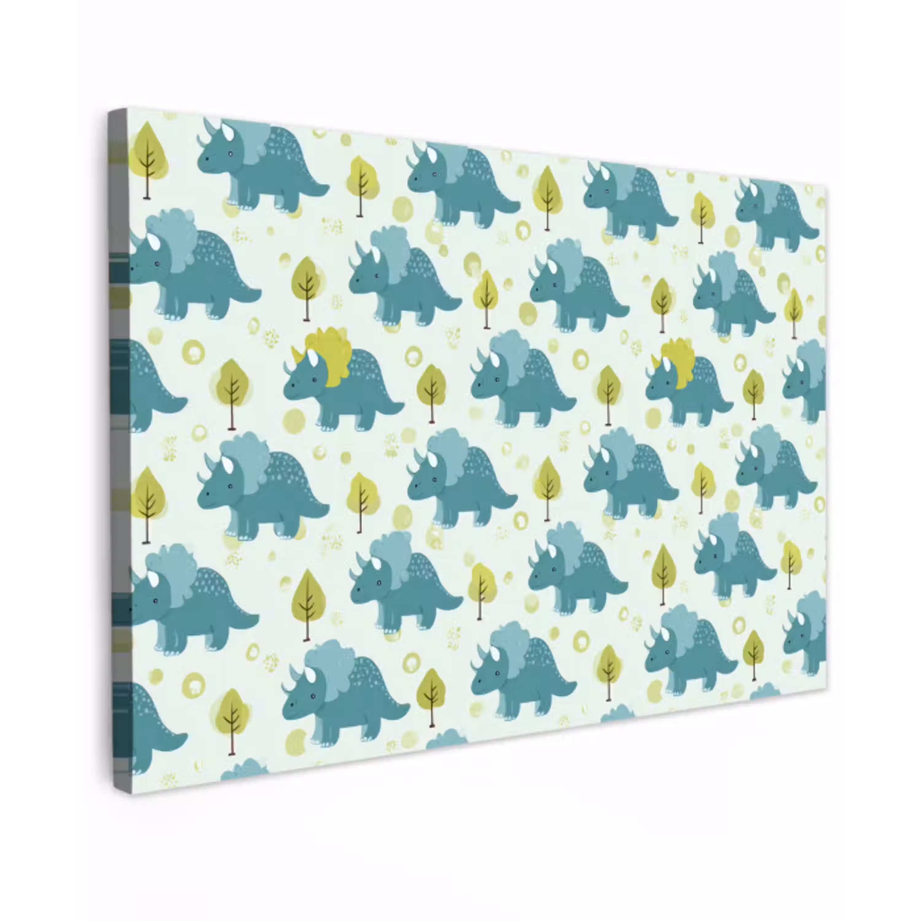 Triceratop - Blauw - Stippen - Boompjes canvas 2cm klein -z3d